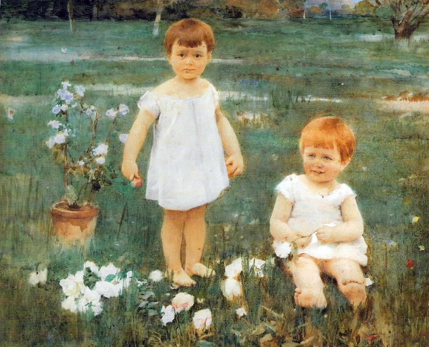  145-Ettore Tito-Le gemelle Vera e Magda Papadopoli-1885 